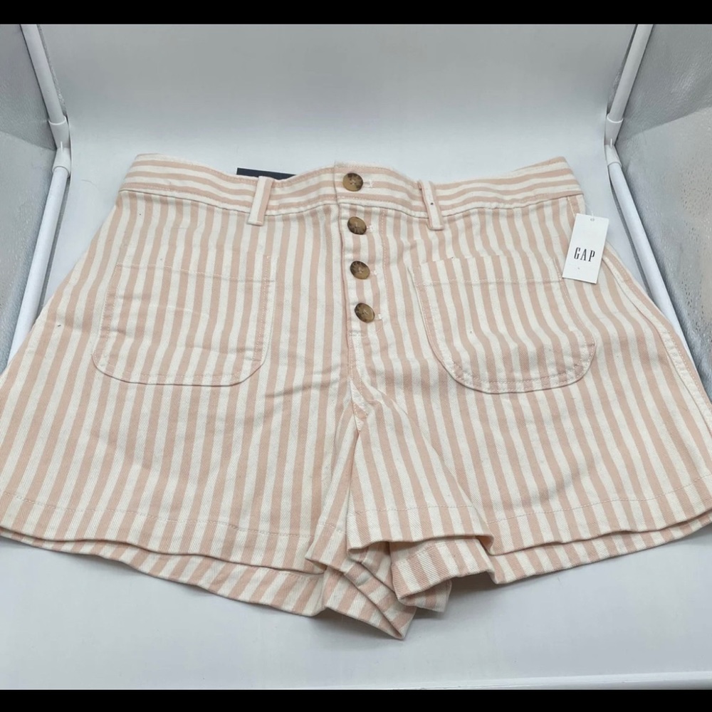 Gap Pink/White Striped Stretch Shorts Size: 10